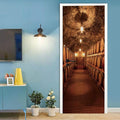 3D Door Stickers Murals - Peel & Stick Wine Cellar Theme Removable PVC Waterproof Poster, 31.5" x 78.7" for Bedroom Living Room