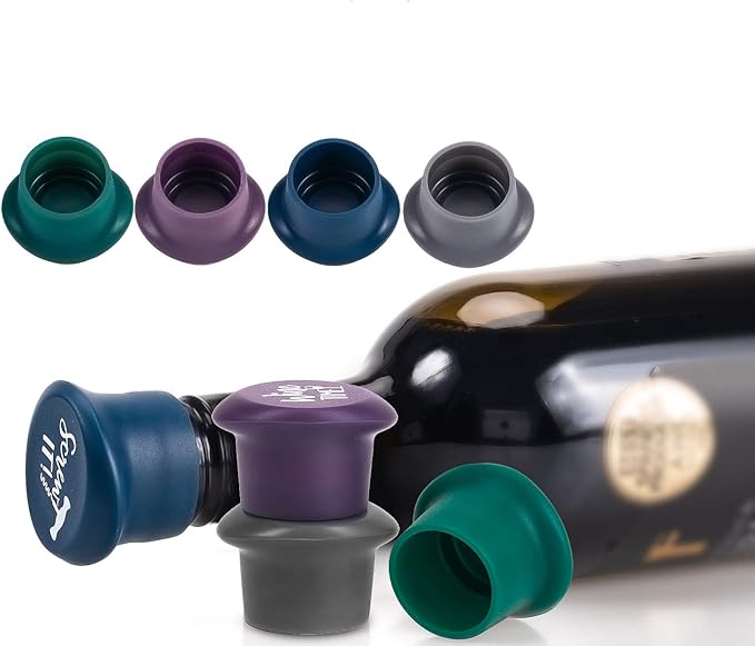 Whaline 8 Pack Silicone Wine Bottle Stoppers and Gift Box, Funny Silicone Reusable Caps Bottle Sealers with a Funny Saying for Wine Beer Bottles