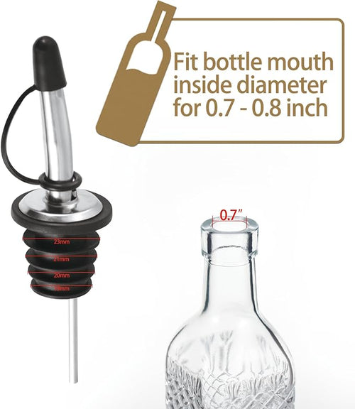 4-Pack Olive Oil Dispenser Spouts, Liquor Bottle Pourers, Stainless Steel Pour Spout with Dust Caps