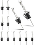 Liquor Pour Spouts, 12 Pack Classic Bottle Pourers Liquor Pourers with Flip Top, Stainless Steel Pour Spout for Liquor Bottles, for Alcohol, Olive Oil,Bar Bartender Accessories