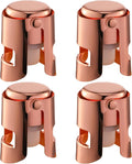 Champagne Stoppers with Stainless Steel Champagne Saver with Food Grade Silicone Leak proof Keep Fresh Suitable for Champagne, Cava, Prosecco and Sparkling (Rosegold, 4 Pack)