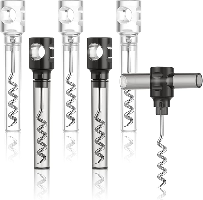 Patelai 6 Pcs Travel Pocket Wine Corkscrew Bulk Portable Wine Opener Plastic Cork Opener Mini Camping Cork Screw for Waiter Corkscrews Restaurant Bottle Camping Travel Gift(Black,White)