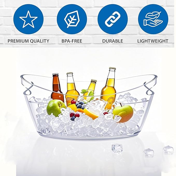 1pcs 6L Ice Bucket with 1pc Scoops ,Large Clear Acrylic Ice Bucket for for Wine Champagne Mimosa Cocktail Bar Picnic Fruit Storage Basket (1PC 6L)