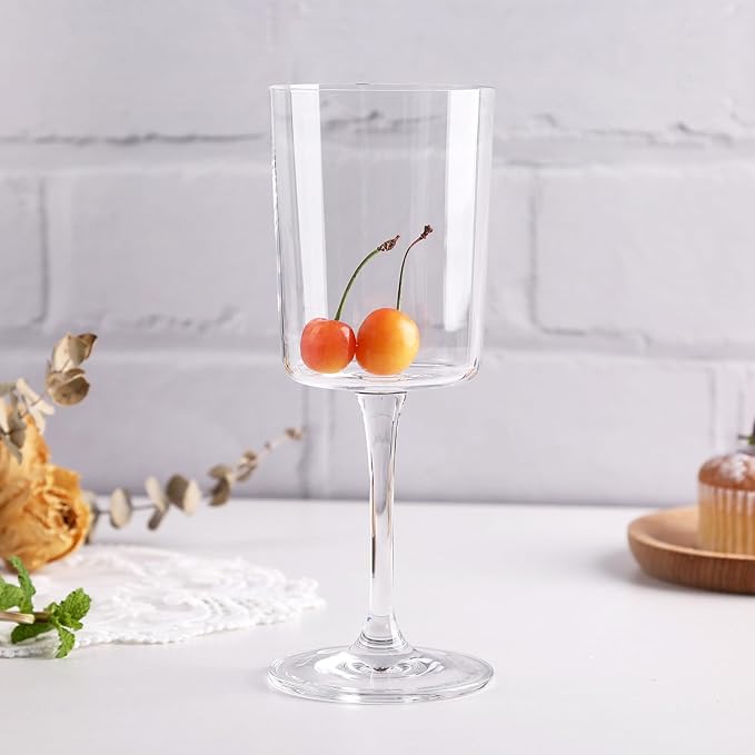 White Wine Glasses, Set of 2 Crystal Wine Glasses, 12 OZ Cylinder Housewarming/Wedding Gifts