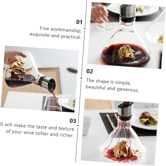 MAGICLULU Crystal Wine Decanter 1500ml Wine Aerator Creative Handheld Decanter for Home Dining and Entertaining