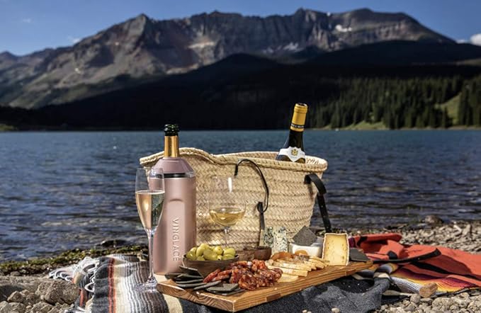 Vinglacé Wine Bottle Chiller- Portable Champagne Insulator- Stainless Steel Wine Cooler Sleeve - Keeps Wine Cold (Rose Gold)