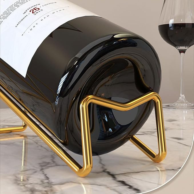 4Pcs Simple Tabletop Wine Display Rack - Wine Bottle Holder, Gift for Kitchen Home Decoration (Golden)