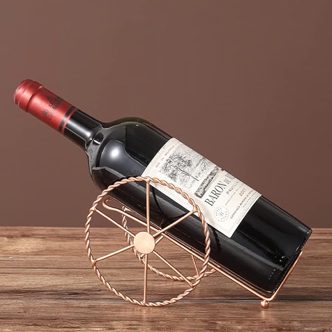 Countertop Wine Rack - Wine Holder for Wine Storage - Wine Racks Countertop - Small Wine Rack - Wine Bottle Storage - Tabletop Wine Rack (Rose Gold)