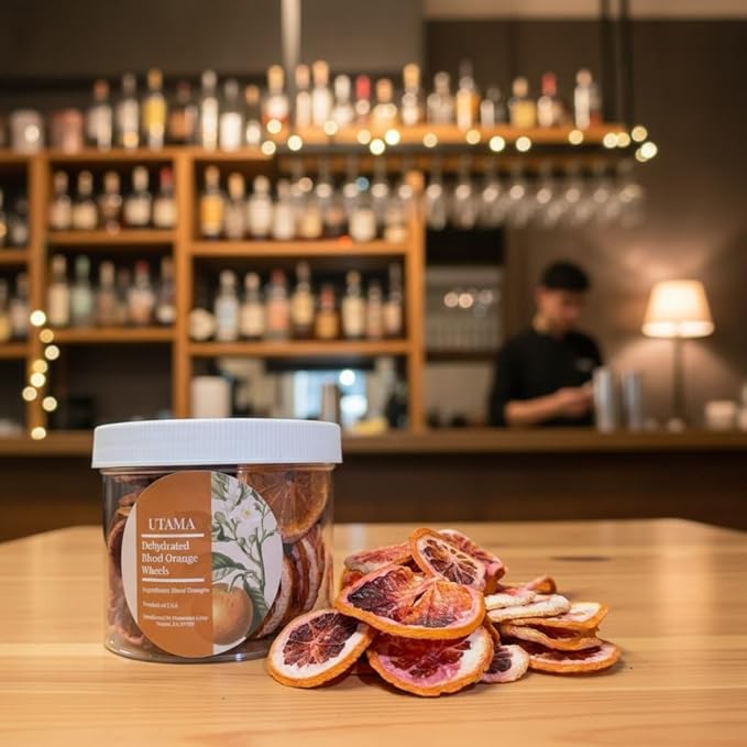 Utama Dehydrated Blood Orange Slices – 30+ Dried Citrus Wheels for Cocktails, Garnishes, Crafts, and Decorations - MADE IN THE USA