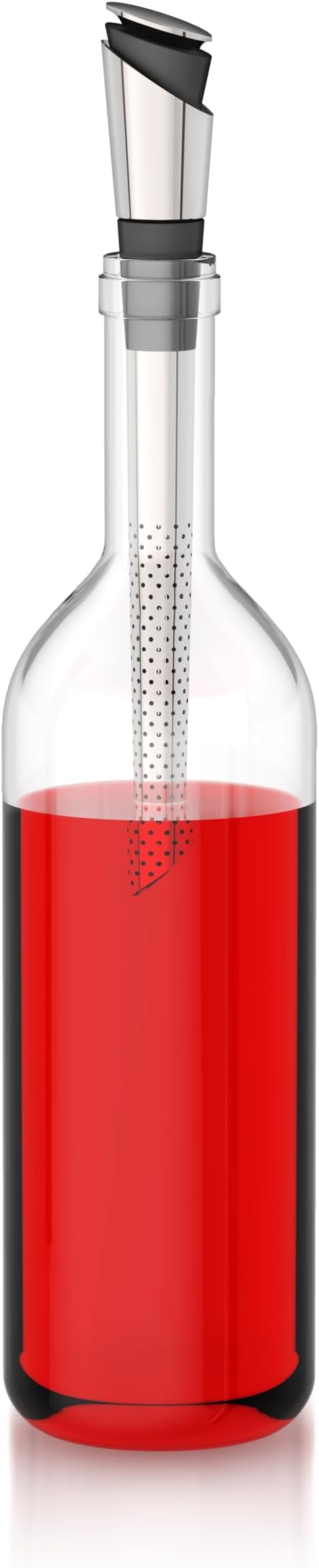 Wine Filter and Pourer – Drip-Free Stainless Steel Wine Spout with Integrated Filter and Leak-Proof Silicone Stopper – Removes Sediment, Softens Tannins and Preserves Wine – Dishwasher Safe