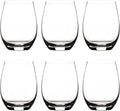 Cystone Premium Crystal Stemless Wine Glasses Set of 6, 15oz Lead-Free Red or White Wine Glass, Water Juice Glasses, All-Purpose Beverage Cups, Clear Drinking Tumblers in Gift Box, Dishwasher Safe