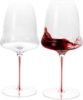 KAMMAK Wine Glasses Set of 2, 24.69 oz Hand Blown Crystal Bordeaux Wine Glasses, Thin Rim & Long Stem, Perfect for Red & White, Daily Use, Wedding or Birthday Gift with Gift Box, Clouds Red