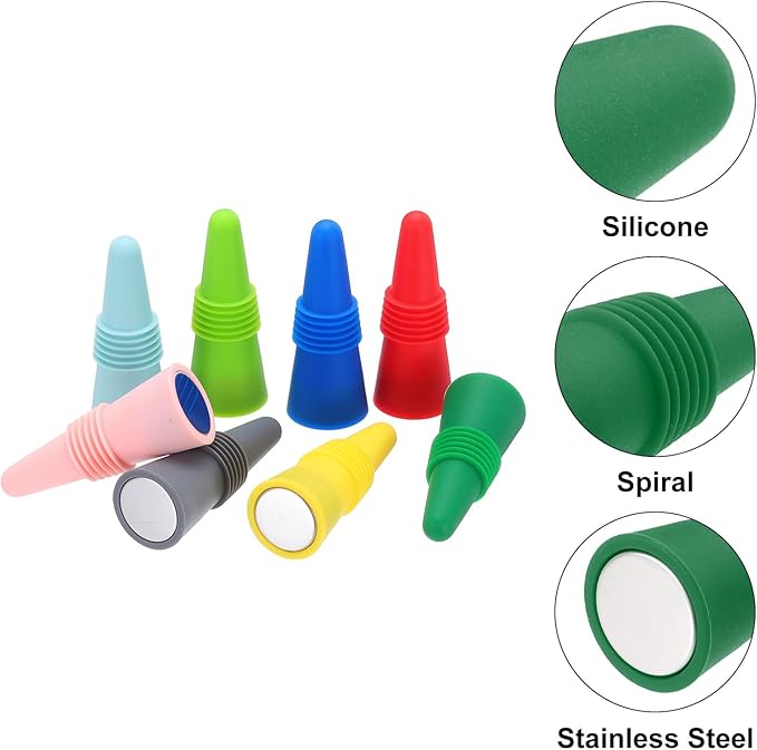 MECCANIXITY 4Pcs Wine Stoppers High Temp Silicone Plug T Shaped Wine Bottle Stopper Wine Outlet Cap Bottle Cover, Dark Green