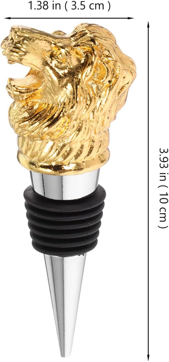 Gatuida Wine Aerator Pourer Lion Head Spout Bottle Pourers Stainless Steel Animal Bar Liquors Bottle Pourer Decorative Liquors Stopper for Red Wines Whiskey Golden, 10.00X3.50X2.50CM