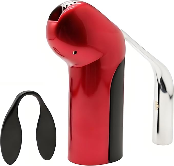 Vertical Corkscrew Wine Opener, One-Pull Manual Lever Bottle Opener with Foil Cutter, Red Easy Cork Remover for Home Bar, Parties, Gifts