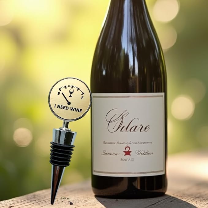 Jazzy Jade Designs Funny Wine Stopper - “I Need Wine!” Laser Engraved Zinc Alloy & 100% Food-Grade Rubber Bottle Stopper – Cute Wine Gift & Bar Accessory, Made in USA by Small Business