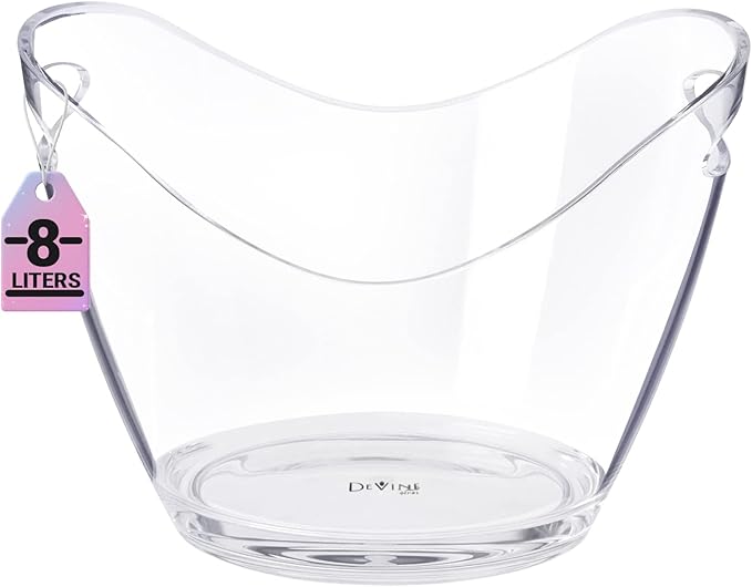Ice Bucket Party Clear Acrylic Wine or Champagne Bottles Drinks Chiller (1, 8 Liter)
