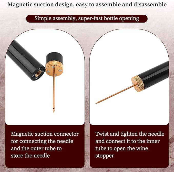 2pcs Aeropop Wine Opener Needle Type Wines Bottle Openers Travel Portable Pocket Air Pressure Pump Bottle Open for Home,Restaurant, Party(COLOR:black)