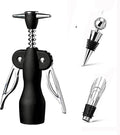 Beauty Inspired Corkscrew Wine Opener Set with Bottle Stopper and Aerator Pourer Dual Wing Design