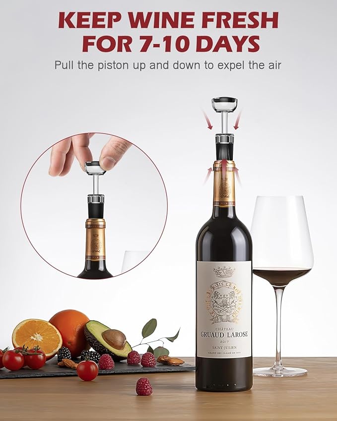 Electric Wine Opener Set, 4 in 1 Electric Wine Bottle Opener, Rechargeable Corkscrew Opener with Aerator, Foil Cutter, Vacuum Stopper, Ideal Present for Wine Lovers, Party, Wedding