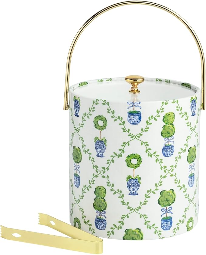 Mud Pie Boxwood Vinyl Ice Bucket