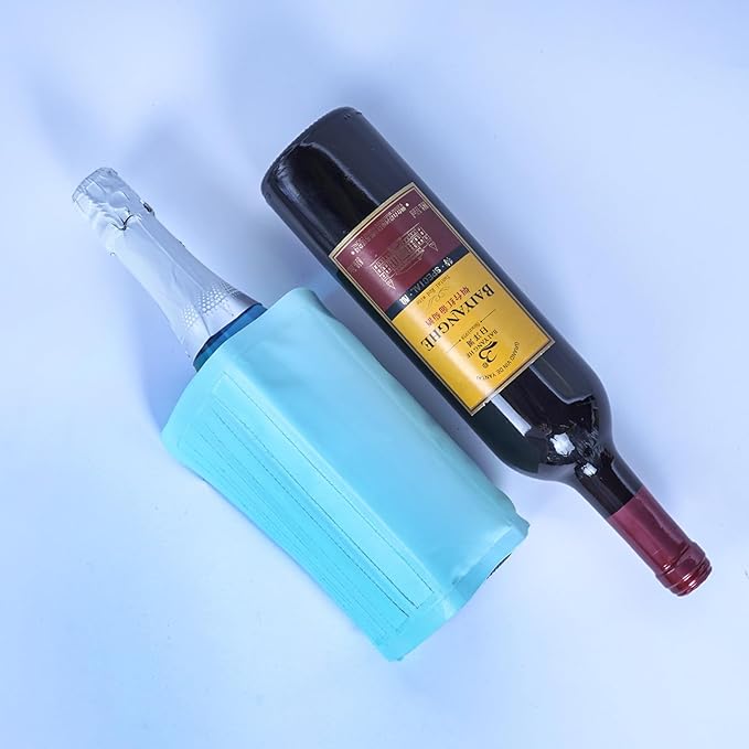 Ice Wine Sleeve, Ice Wine Sleeve, Wine Cooler, Wine Bottle Cooler, for Red and White Champagne or Sparkling Wine. Gel cooled bracket Freestanding carrier cooled, mint green