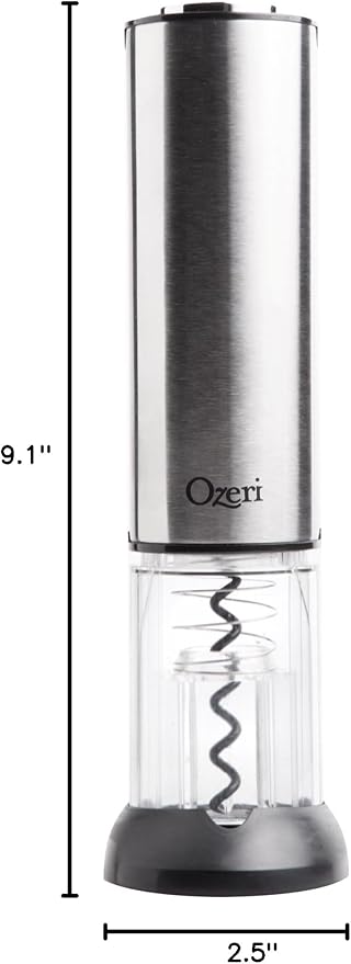 Ozeri Extravo Electric Wine Opener in Stainless Steel with Auto Activation (Button-Free Operation), Silver