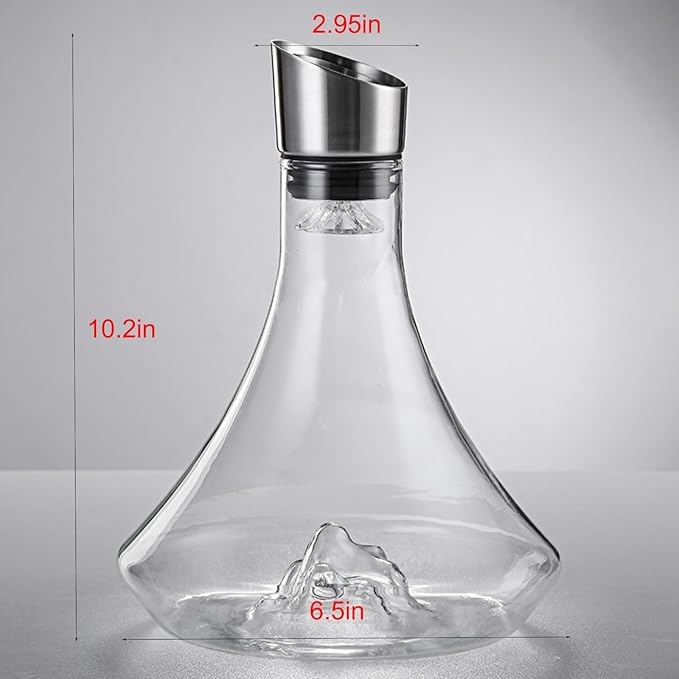 1000ml Glass Wine Decanter, Wine Carafe with Built-in-Aerator, Wine Aerator, Stainless Steel Pourer Lid, Filter, Wine Hand-held Aerator