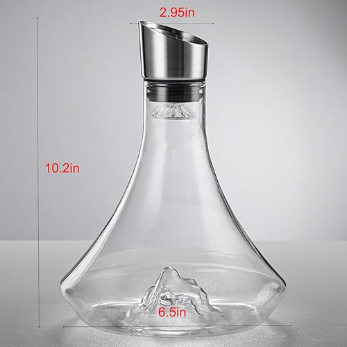 1000ml Glass Wine Decanter, Wine Carafe with Built-in-Aerator, Wine Aerator, Stainless Steel Pourer Lid, Filter, Wine Hand-held Aerator