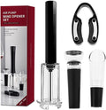4pcs Wine Opener Set,4 in 1 Air Pressure Wine Bottle Opener Set Including Foil Cutter,Vacuum Stopper,Wine Pourer,Efficient Corkscrew Bottle Opener Without Damaging Corks