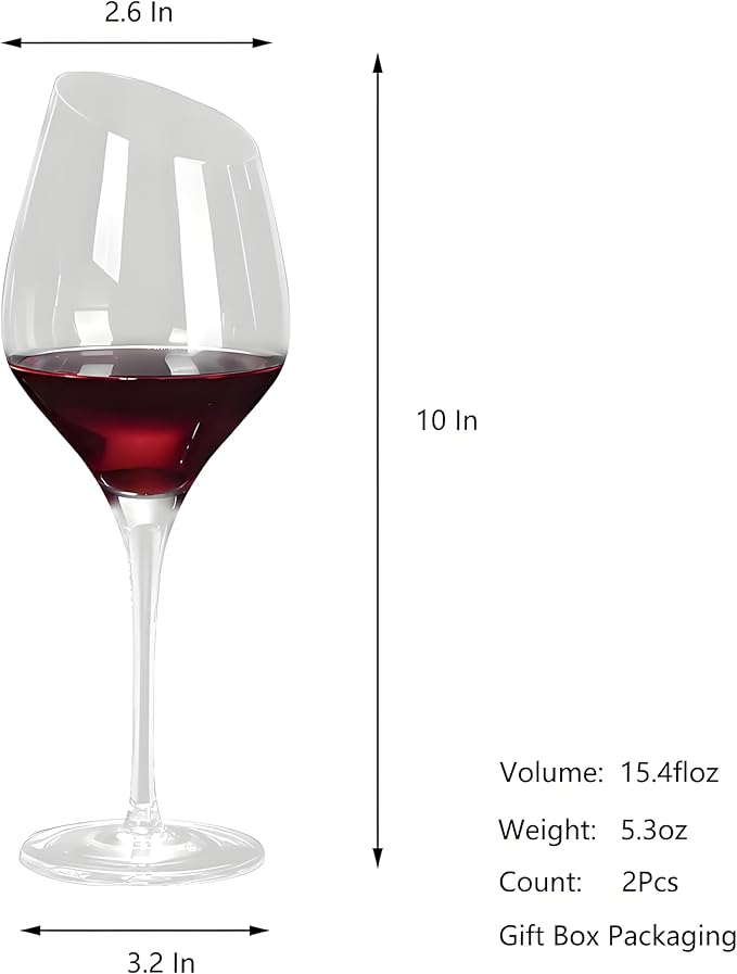 Wine Glasses Set of 2-Premium Crystal Red Wine Glasses Hand Blown-15 oz,Long Stem,Thin Rim,Perfect for Red or White, Daily Use,Unique Anniversary or Birthday Gift