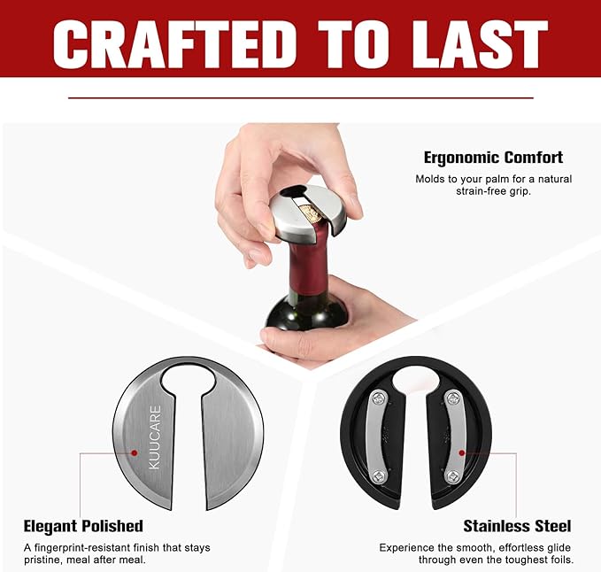 Wine Foil Cutter, Stainless Steel Foil Remover with Sharp Blades for Wine Bottles, Effortless Cutting for Neck Label & Top Seal Cutter, Wine Opener Accessory for Wine Lovers