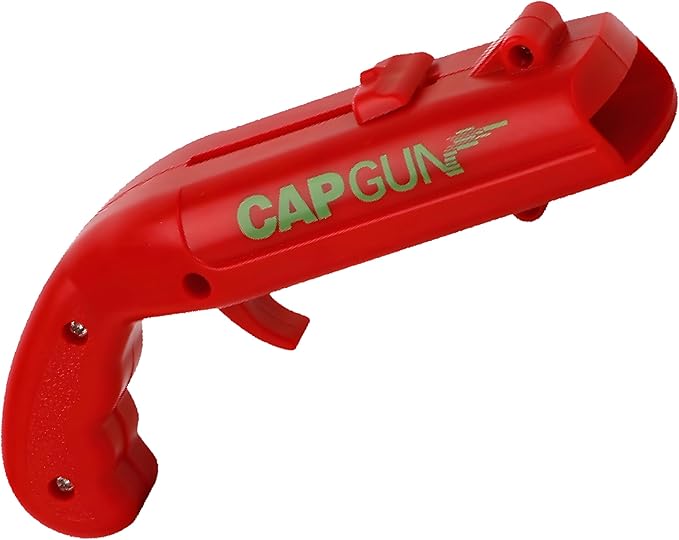 Bottle Cap Launcher (Red) – Fun Bottle Opener Tool That Shoots Caps for Parties, BBQ, Bar Games