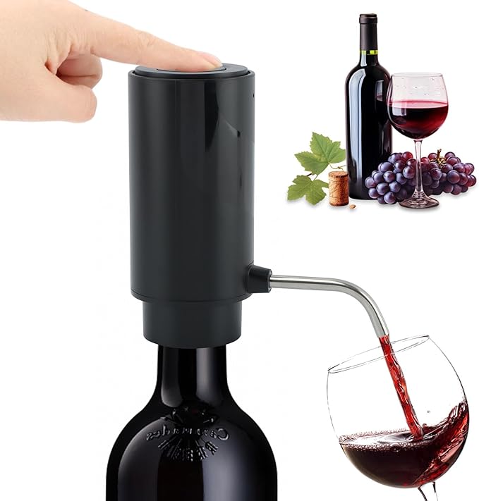 Electric Wine Decanter Aerator, Automatic One-Touch Quick-Pour Dispenser with USB Rechargeable Battery, Wine Air Aerator Pourer Spout