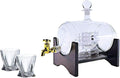 Whiskey Decanter Set for Men - 35 oz, Glass Drink Dispenser for Alcohol or Wine with 2 Diamond Whiskey Glasses - Home Bar Accessories or Holiday Gifts for Dad (Barrel Ship)