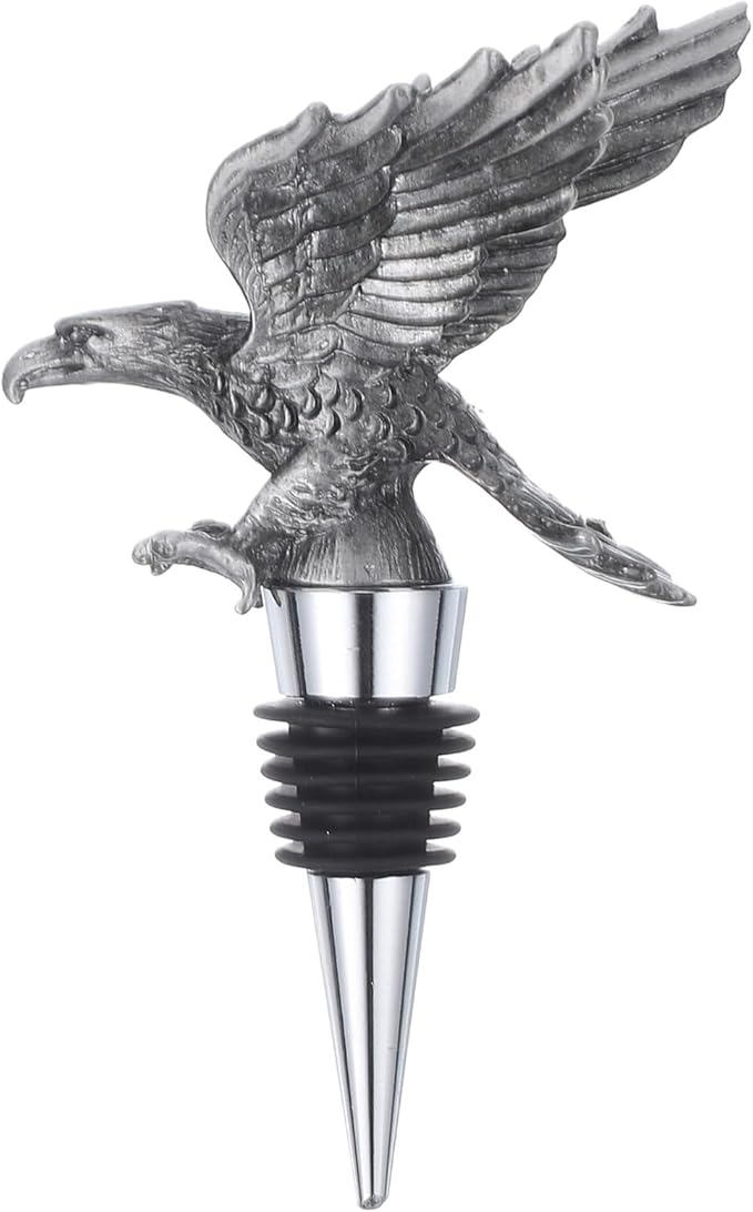 STOBAZA Patriotic Eagle Wine Stopper Retro American Eagle Wine Bottle Stopper Decorative Animal Beverage Bottle Corks for Independence Day Party Silver
