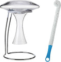Lily's Home Wine Decanter Drying Stand with Rubber Coated Top to Prevent Scratches, Includes Cleaning Brush, For Standard Large Bottomed Wine Decanters, Decanter and Wine Glass NOT Included