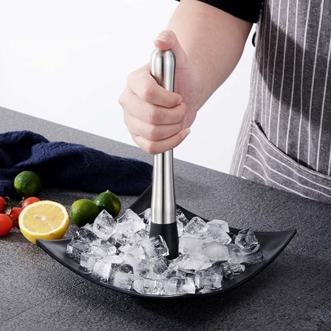 Cocktail Muddler, 2PCS Bar Muddler Stainless Steel Muddler Muddler for Cocktails 8" Drink Muddler Set Long Muddler Old Fashioned for Bars Bartender Accessories Home Bar Tools Set