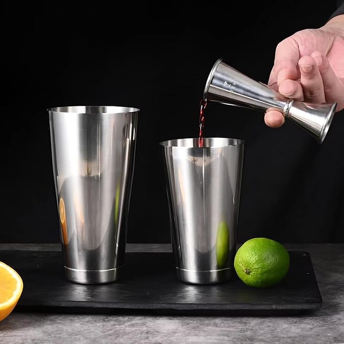 Homestia Professional Boston Shakers Set, 18oz and 28oz 2pcs Tins, Weighted Cocktail Shaker Set, for Bartenders, Pro Bar Shaker, Made from Premium Stainless Steel 304 (Black)
