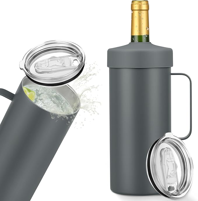 Wine Bottle Chiller with Handle | Portable Rapid Cooling Champagne Insulator | Stainless Steel Wine Cooler Sleeve | Ideal Gift for Wine Lover | | Perfect for Dinner Parties & Outdoor Picnics