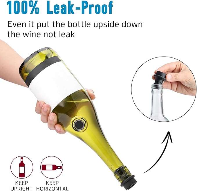 OWO Wine Vacuum Pump with 8 Stoppers, Wine Saver & Preserver, Food Grade Silicone Stoppers, Reusable Air Remover Pump for Standard Wine Bottles - Keeps Wine Fresh Longer