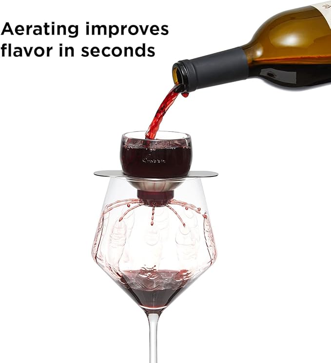 Rabbit Wine, Wine Aerator with Sediment Strainer and Stand, Hand-Free Wine Decanter for Red Wine Lovers, 3.35 x 3.35 x 5.6 IN