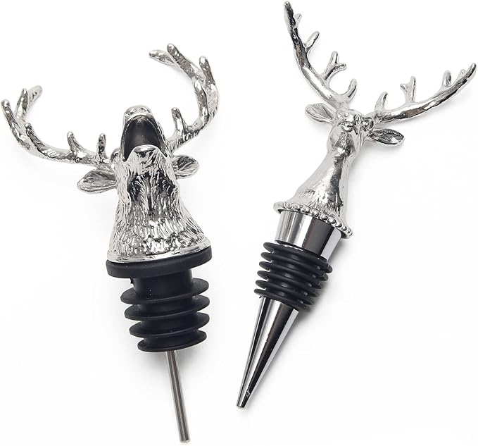 Coitak Deer Head Wine Pourer Spout, Wine Bottle Stopper for Home and bar, Animal Wine Pourer and Stopper With Silicone Rubber Fitting