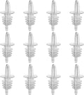 Plastic Liquor Bottle Pourers Black- 12 Pack Classic Bottle Pourers for Alcohol, Leak-Proof, Dishwasher-Safe Pour Spouts for Liquor Bottles (Clear)