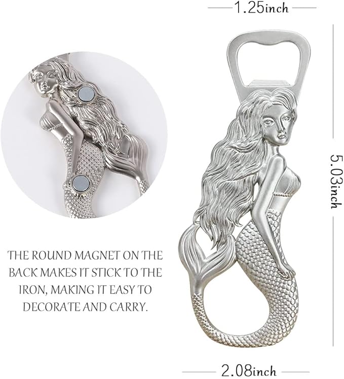 Mermaid Bottle Opener - Heavy Duty Beer Openers Fridge Magnet, Vintage Rustic Style Wine and Cap for Christmas, Home Party,Life Decor Kitchen