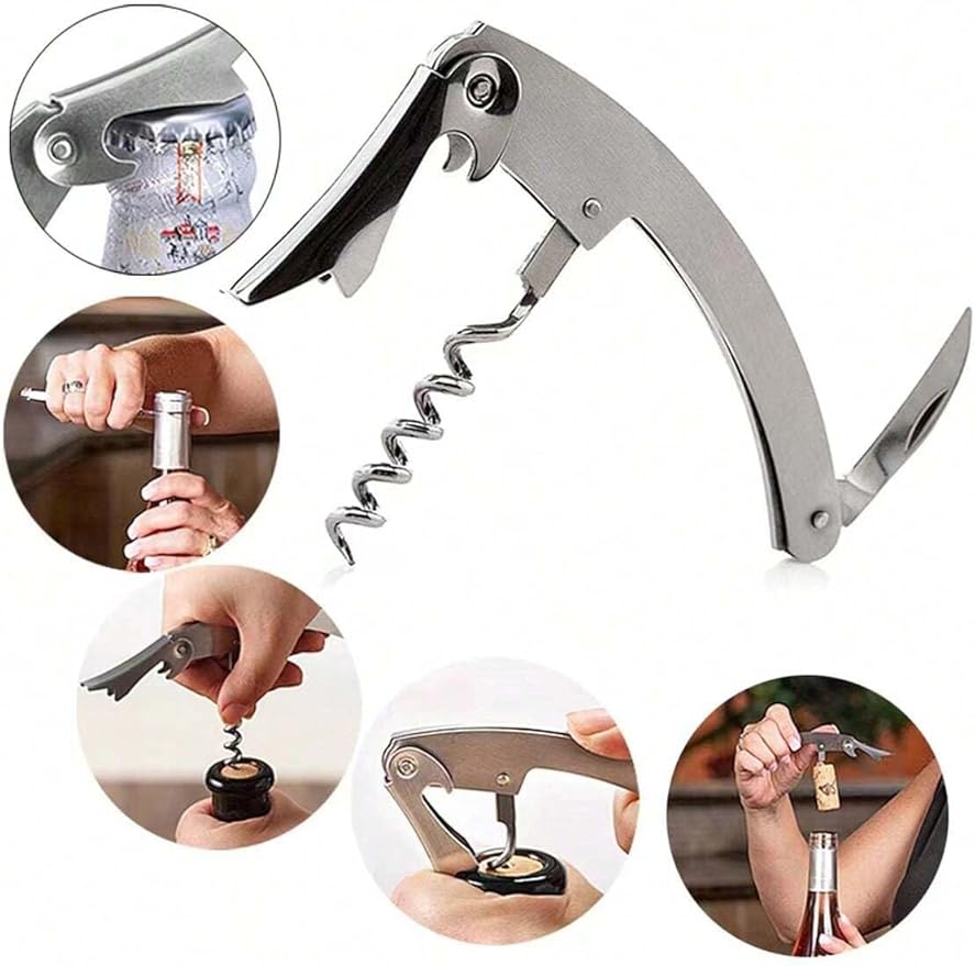 Wine Bottle Shaped Opener Gift Set, 5 Piece Wine Accessories Kit with Corkscrew, Bottle Stopper, Pourer, Foil Cutter, Drip Ring, Black Case, Perfect for Birthday, Wedding, Anniversary, Christmas