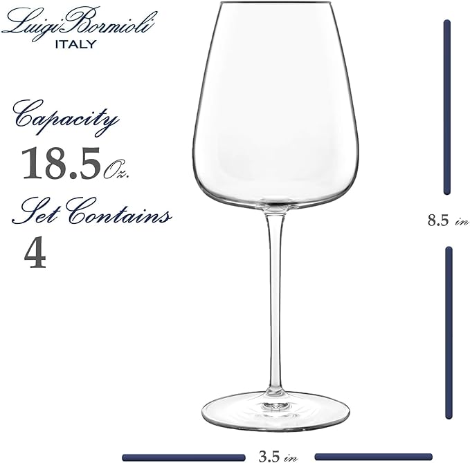 Luigi Bormioli Talismano Chardonnay Grand Cru White Wine Glasses 18.5 oz Set of 4 – Enhances Aroma & Flavor – Stemmed Wine Glasses for Dining, Entertaining & Tasting Sessions – Crystal Drinkware