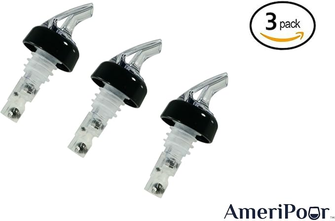 Measured Pourer - Liquor Bottle Pourers - Collared - (3pk) Made 100% In The USA. Bar Spouts That Don't Leak - No Cracks, Just A Perfect Cocktail Pour Everytime. Great for Wine Too! (.50oz)
