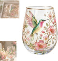 2026 Garden Hummingbird Morning Bliss Glass Tea Cup, Elegant Gold Rimmed Glassware with 14 Oz, Clear Cup for Loose Leaf, Nature Art Decorative Tumbler Gift for Women Mom Wife(Hummingbird)