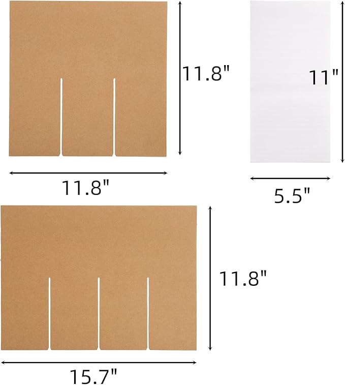 Dicunoy 6 Sets Glass Divider Kits for Moving, Carboard Wine Glassware Dish Packing with 72 Package Foam Pouches, for 16 x 12 x 12 Inch Box